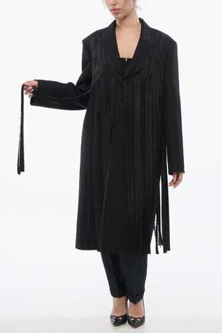 Wool-Blend Coat MANTEAU with Fringes