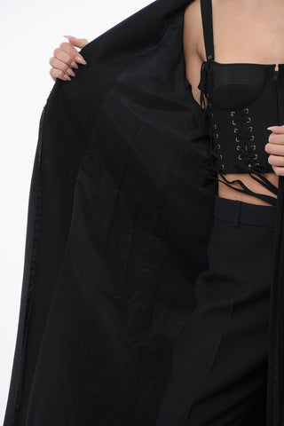 Wool-Blend Coat MANTEAU with Fringes