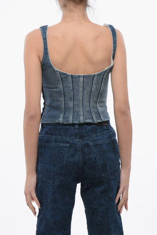 Top Bustier in Denim con Zip Laterale