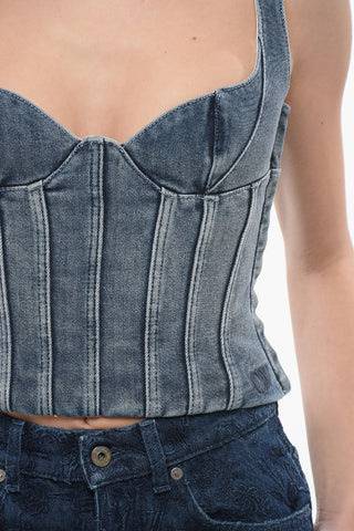 Top Bustier in Denim con Zip Laterale