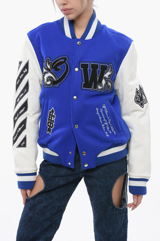 Bomber Imbottito ROYAL con Maniche in Pelle e Pacth All-Over