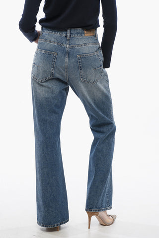 Cropped Fit Bootcut Denims with Delavè Design