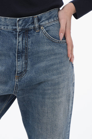 Cropped Fit Bootcut Denims with Delavè Design