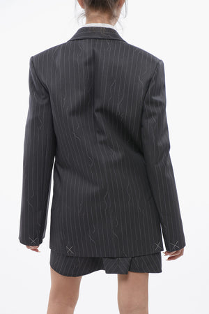 Blazer Tomboy Fit in Misto Lana Vergine Gessata