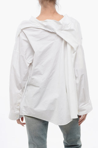 Cotton Tie Neck Shirt with Breast-pocket