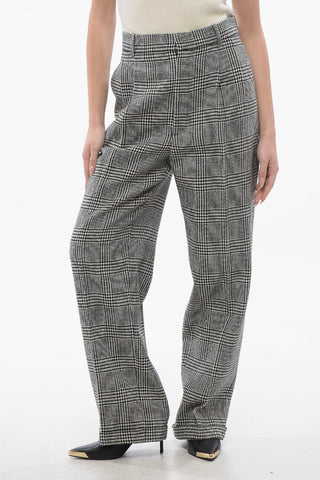 Double-pleated Virgin Wool Pants with District Check Motif