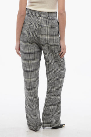 Double-pleated Virgin Wool Pants with District Check Motif