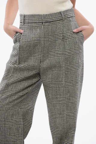 Double-pleated Virgin Wool Pants with District Check Motif
