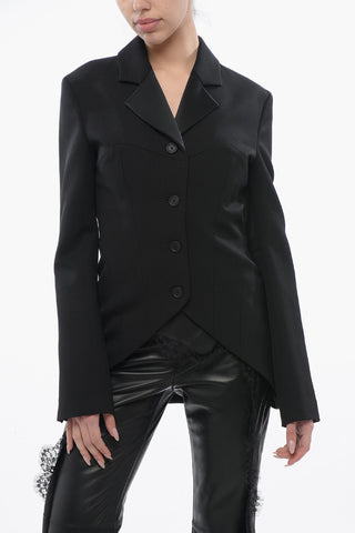 Virgin Wool Tuxedo Blazer with Satin Lapel