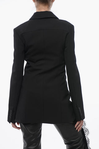 Virgin Wool Tuxedo Blazer with Satin Lapel