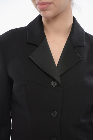 Virgin Wool Tuxedo Blazer with Satin Lapel