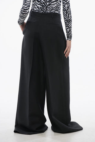 Triple-pleated Palazzo Pants with Flush Pockets