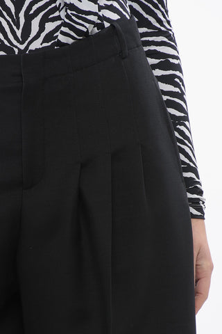 Pantaloni Palazzo a 3 Pinces con Tasche a Filo
