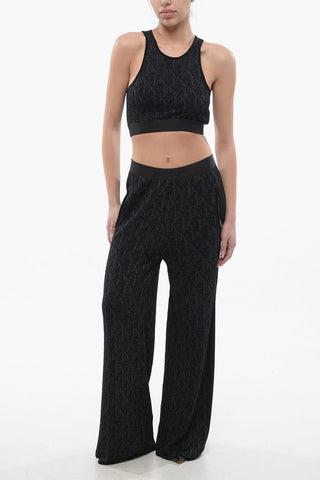 Pantaloni in Lurex Monogram con Elastico in Vita