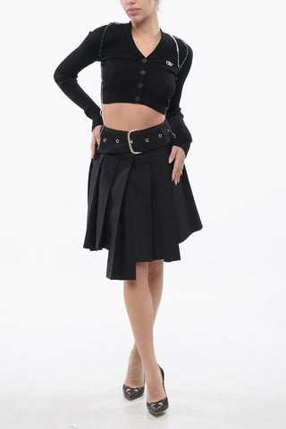 Pleated Mini Skirt ASYM with Maxi Buckle