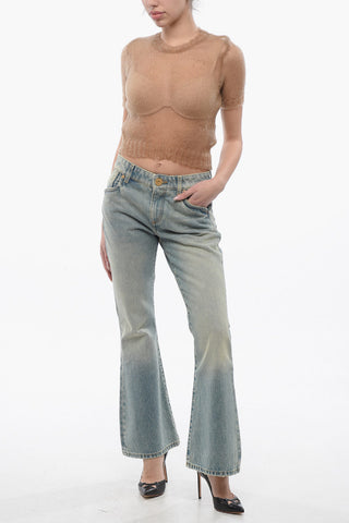 Vintage Washed Cropped Fit Bootcut Denims