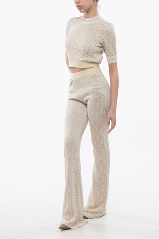 Pantaloni In Jacquard Monogram Con Banda Logata