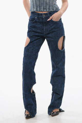 All-Over Embroidered METEOR Dark Washed Denims 22cm