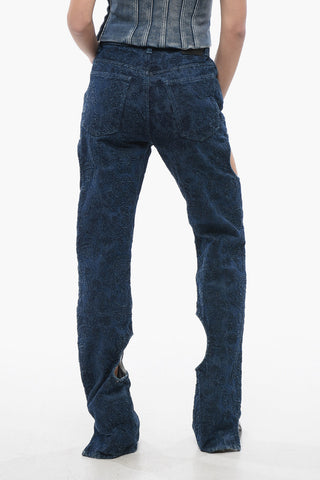 All-Over Embroidered METEOR Dark Washed Denims 22cm