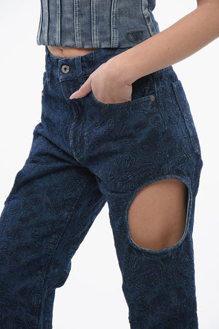 All-Over Embroidered METEOR Dark Washed Denims 22cm