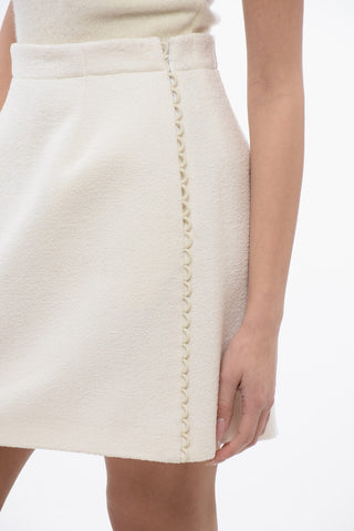 Wool Blend Pencil Skirt with Side Decorations