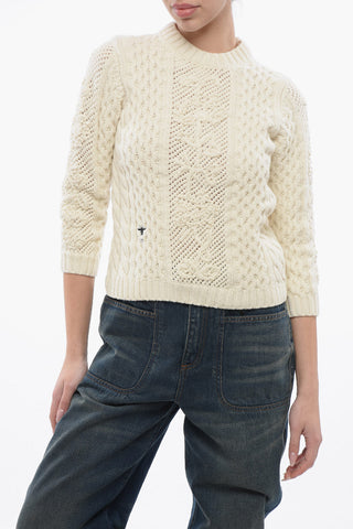 Crew Neck Aran Virgin Wool Sweater