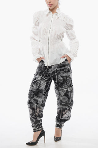 Camicia SMOCK in Nylon con Coulisse e Zip Frontale