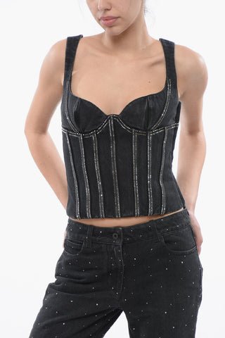 Top Bustier BLING in Denim con Cristalli