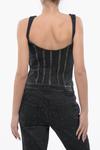 Top Bustier BLING in Denim con Cristalli