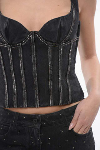 Top Bustier BLING in Denim con Cristalli