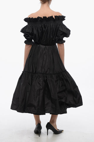 Maxidress Svasato in Seta con Gonna a Balze