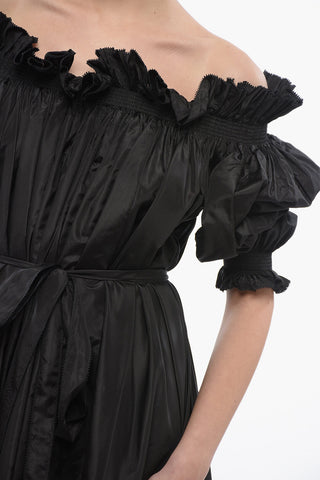 Maxidress Svasato in Seta con Gonna a Balze