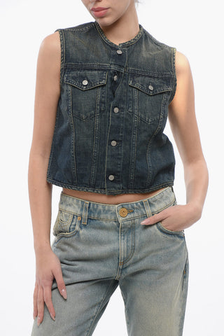 MM6 Vintage-effect Denim Vest