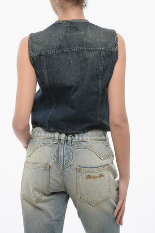MM6 Vintage-effect Denim Vest