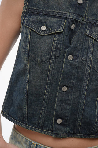 MM6 Vintage-effect Denim Vest