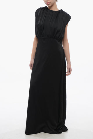 Ärmelloses Satin-Kleid mit Rückenausschnitt