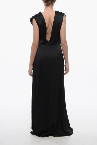 Ärmelloses Satin-Kleid mit Rückenausschnitt