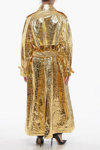 Trench in Tessuto Lamè Effetto Stropicciato