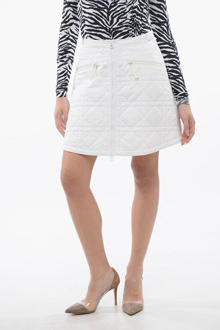Quilted Miniskirt with Front Full Zip