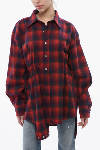 Wool Chekered Shirt With Gathered Details
