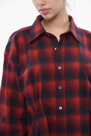 Wool Chekered Shirt With Gathered Details