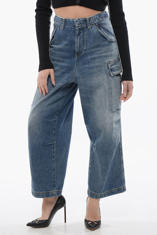Cropped Fit Cargo Denims with Martingales 24cm