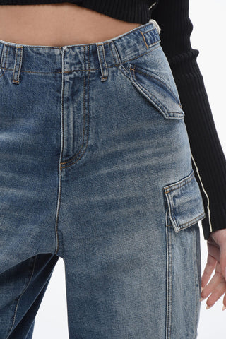 Cropped Fit Cargo Denims with Martingales 24cm