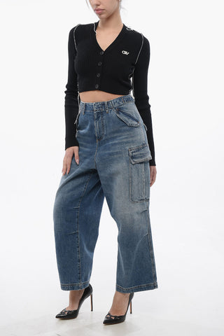 Cropped Fit Cargo Denims with Martingales 24cm