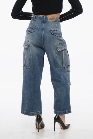 Cropped Fit Cargo Denims with Martingales 24cm