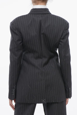 Slim-Fit Blazer aus Schurwollmix mit Nadelstreifen