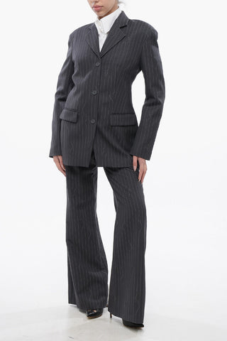 Slim-Fit Blazer aus Schurwollmix mit Nadelstreifen