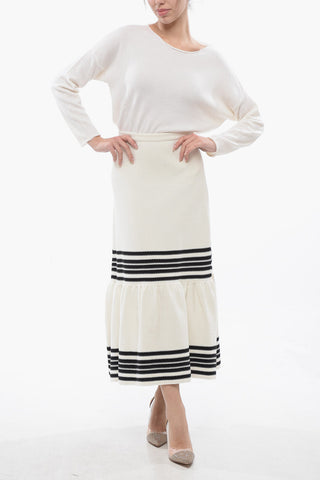 Knitted Pencil Skirt with Flounced Hem