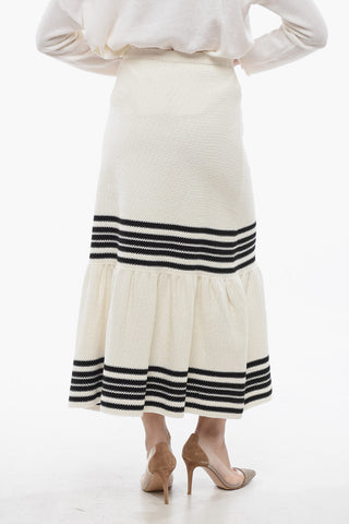 Knitted Pencil Skirt with Flounced Hem