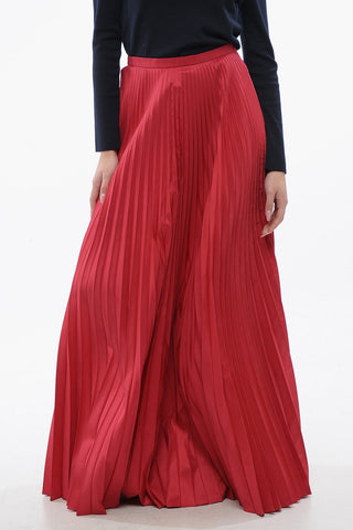 Silk Accordion Skirt with Side Zip